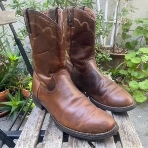 Justin Jeb 10in Roper Western Boots Men's Size 9D Tan Apache Brown Leather Boot
